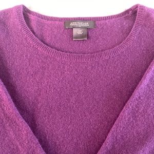 Beautiful plum 100% cashmere Ann Taylor Petite 3/4 sleeve sweater